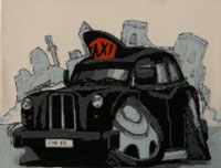 Stitched Black Cab Caricature