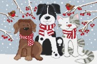 Pets in the Snow Cross Stitch Kit 