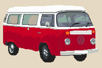 Volkswagen Camper Van Bay Window (detailed) Cross Stitch Kit