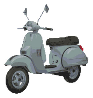 Vespa PX 125 Scooter Cross Stitch Kit