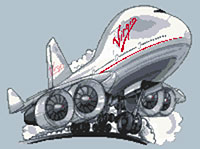 Virgin Boeing 747 Jumbo Jet Cross Stitch Kit