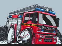 Dennis Fire Truck Cross Stitch Kit
