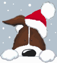 Brown Christmas Dog Cross Stitch