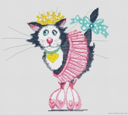 Show details for Ballerina Princess Whiskers Cross Stitch Picture of Ballerina Princess Whiskers Cross Stitch