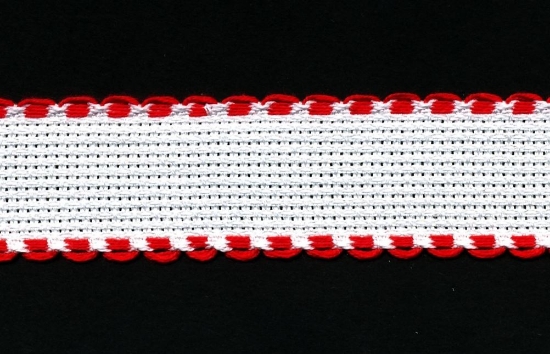 Picture of 1 Metre White Aida Band 2.5cm/1 Inch White With a Red Scalloped Edging