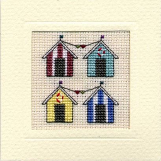 Picture of Beach Huts Miniature Card Cross Stitch Kit