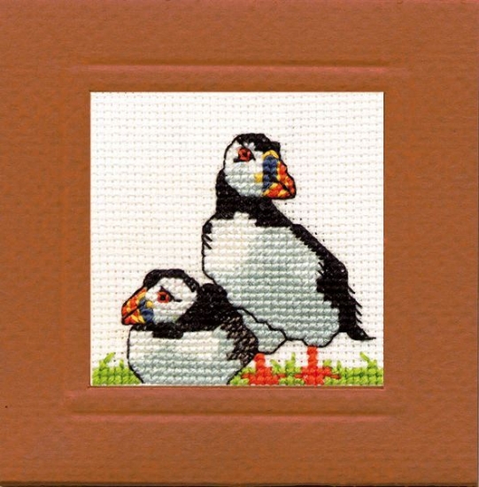 Picture of Puffins Miniature Card Cross Stitch Kit