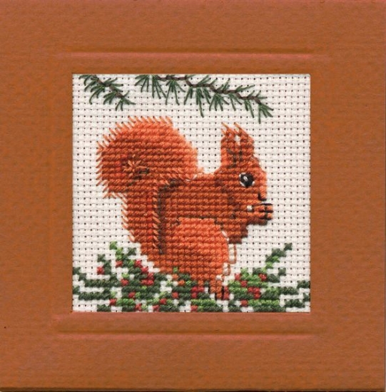 Picture of Red Squirrel Miniature Card Cross Stitch Kit