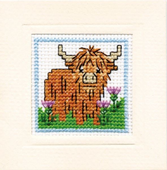 Picture of Wee Hieland Coo Miniature Card Cross Stitch Kit