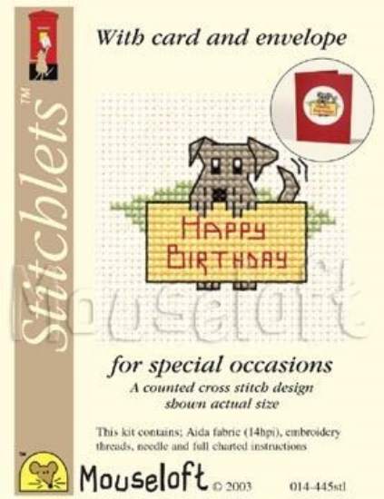 Picture of Mouseloft "Happy Birthday Dog" Card Occasions Stitchlets Cross Stitch Kit With Card