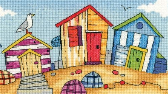 Picture of Beach Huts - 14ct Aida Cross Stitch Kit