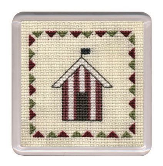 Picture of Beach Huts Coaster - Red Stripe Cross Stitch Kit