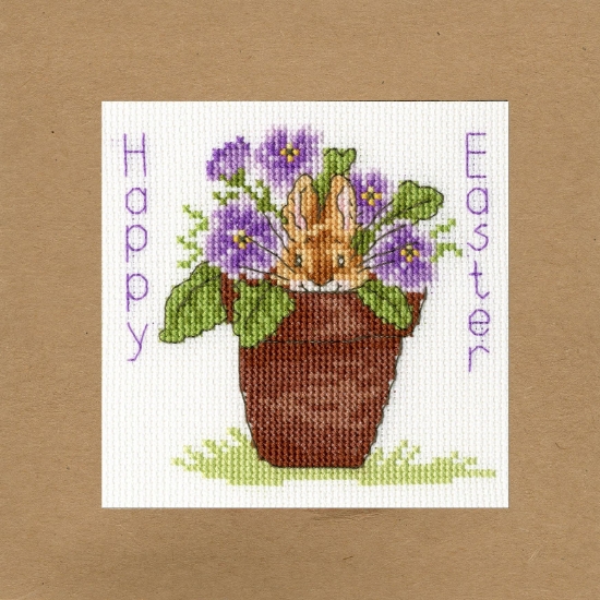 Picture of Easter Bunny Greetings Card Cross Stitch Kit by Bothy Threads