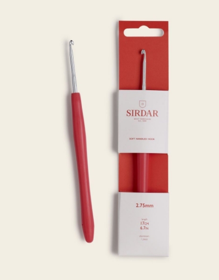 Picture of Sirdar 2.75mm Aluminium Easy Grip Crochet Hook With Red Soft Touch Handle