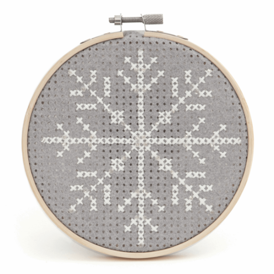 Picture of Snowflake Felt Cross Stitch With Hoop