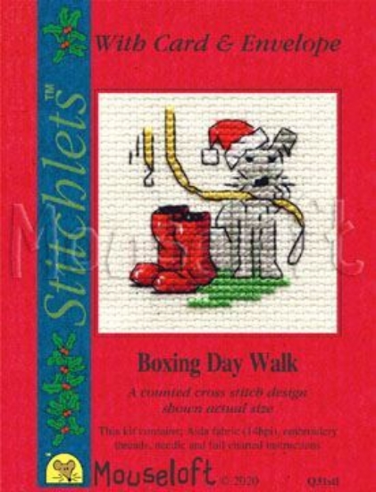 Picture of Mouseloft "Boxing Day Walk" Christmas Cross Stitch Kit With Card