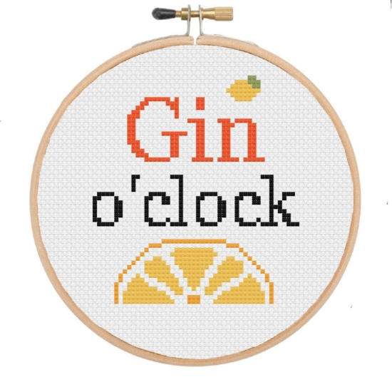 Picture of Gin o'clock 6" Cross Stitch Kit by Sew Sophie Crafts