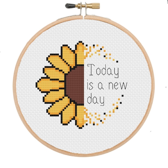 Picture of Today is a New Day 6" Cross Stitch Kit - Sunflower by Sew Sophie Crafts