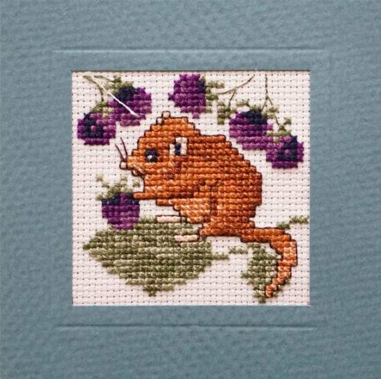 Picture of Dormouse Miniature Card Cross Stitch Kit