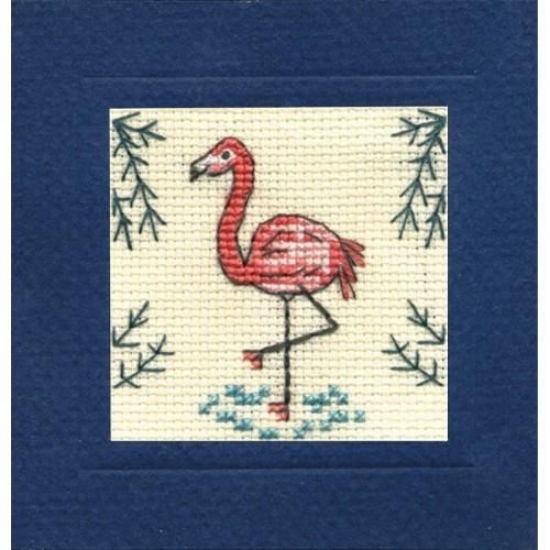 Picture of Flamingo Miniature Card Cross Stitch Kit