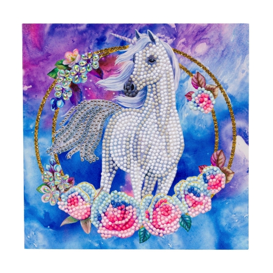 Picture of Unicorn Garland, 18x18cm Crystal Art Card