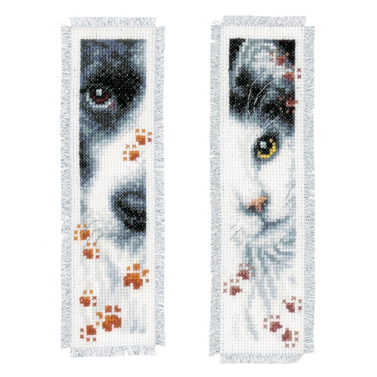 Picture of Dog and Cat Bookmark Cross Stitch Kit: Set of 2