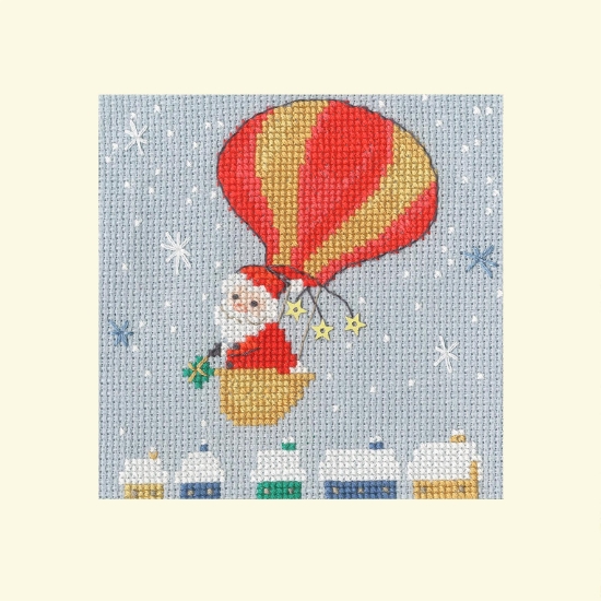 Picture of Delivery By Balloon Christmas Card Cross Stitch Kit by Bothy Threads