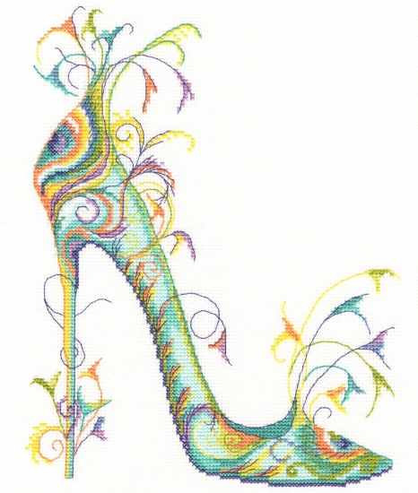 Picture of Proud As A Peacock - (Sally King Shoes) Cross Stitch Kit by Bothy Threads