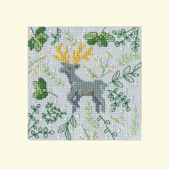 Picture of Scandi Deer - Christmas Card Cross Stitch Kit by Bothy Threads