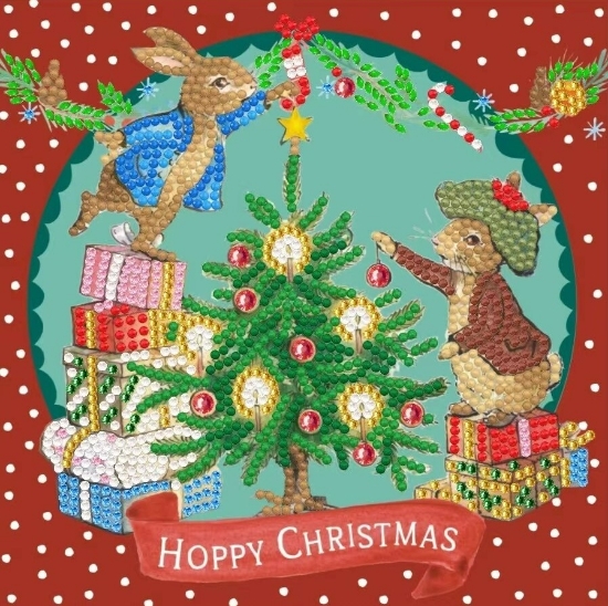 Picture of Peter Rabbit Hoppy Christmas 18x18cm Crystal Art Card