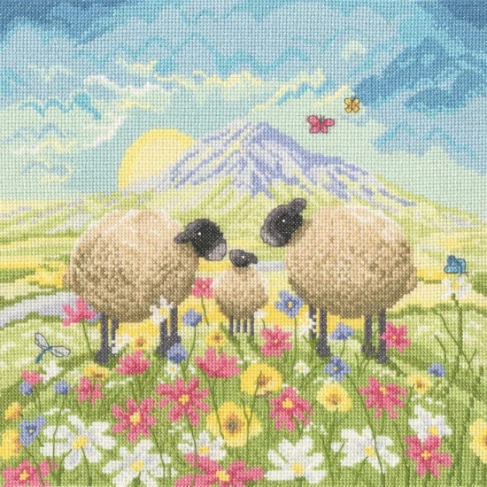 Picture of Butterflies and Babies Sheep Cross Stitch Kit By Bothy Threads