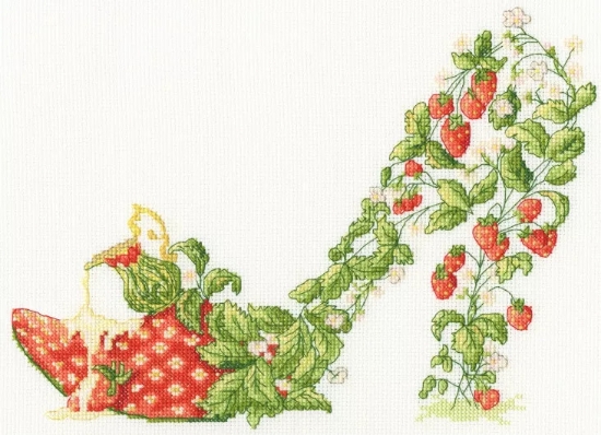 Picture of Strawberries and Cream - (Sally King Shoes) Cross Stitch Kit By Bothy Threads