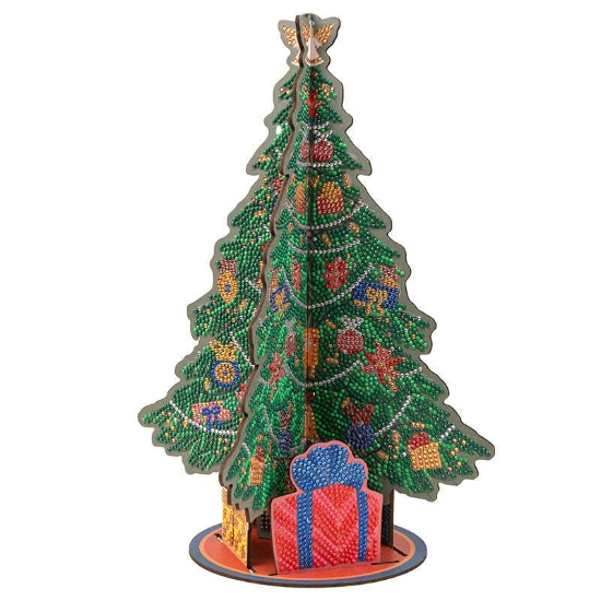 Picture of Presents by the Christmas Tree with Baubles - 3D Crystal Art