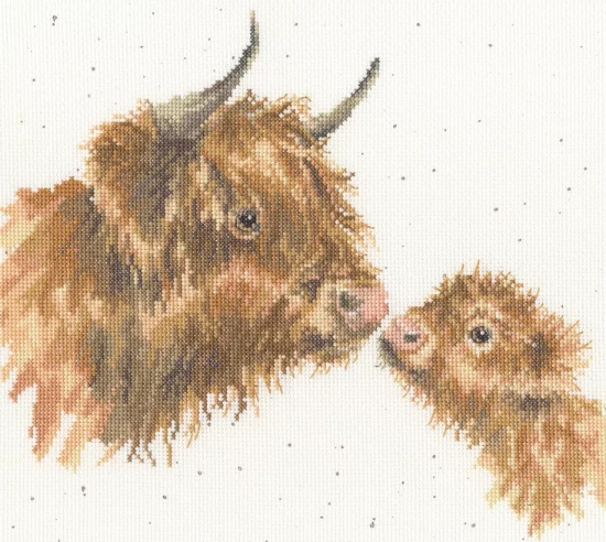 Picture of Gentle One Highland Cow Cross Stitch Kit by Bothy Threads