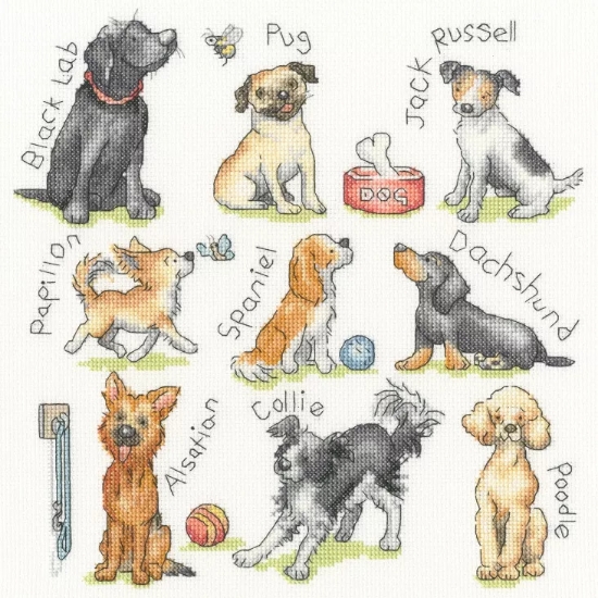 Picture of Woof Dogs Cross Stitch Kit By Bothy Threads