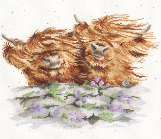 Picture of Blown Away Highland Cows - (Hannah Dale) Cross Stitch Kit by Bothy Threads