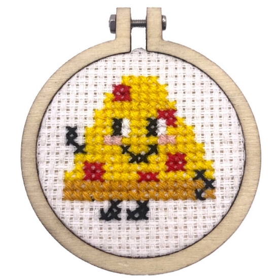 Picture of Take a pizza my heart (Pizza) - Mini Matchbox Cross Stitch Kit With Hoop