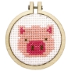 Picture of Missing you pig time (Pig) - Mini Matchbox Cross Stitch Kit With Hoop