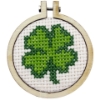Picture of Good Luck (Clover) - Mini Matchbox Cross Stitch Kit With Hoop