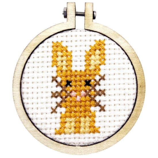 Picture of Hoppy Easter (Bunny) - Mini Matchbox Cross Stitch Kit With Hoop
