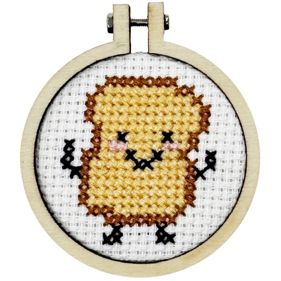 Picture of A birthday toast! (toast) - Mini Matchbox Cross Stitch Kit With Hoop