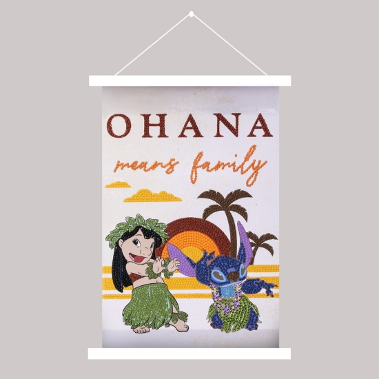 Picture of Ohana Means Family Lilo & Stitch - Crystal Art 20x30cm Mini Scroll Kit