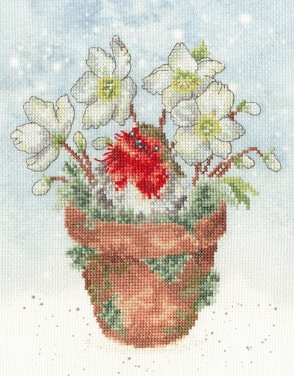 Picture of Season's Tweetings Robin - (Hannah Dale) Cross Stitch Kit By Bothy Threads