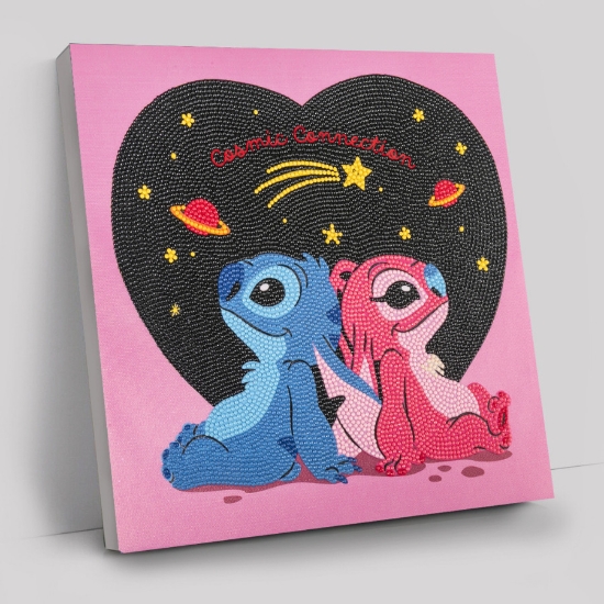 Picture of Stitch & Angel: Cosmic Connection, 30x30cm Crystal Art Famed Canvas Kit