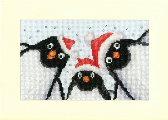 Picture of Penguin Selfie - Christmas Card Cross Stitch Kit by Bothy Threads