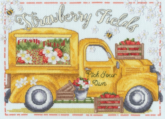 Picture of Strawberry Fields (Pick Your Own by Karen Tye Bentley) Cross Stitch Kit By Bothy Threads
