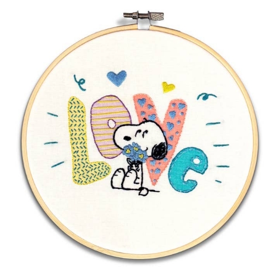 Picture of Love Snoopy (Peanuts) Embroidery Kit With Hoop