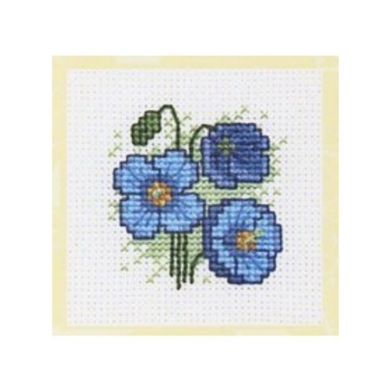 Picture of Blue Poppies Miniature Card Cross Stitch Kit