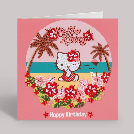 Picture of Happy Birthday Aloha 18x18cm Crystal Art Card (Hello Kitty)