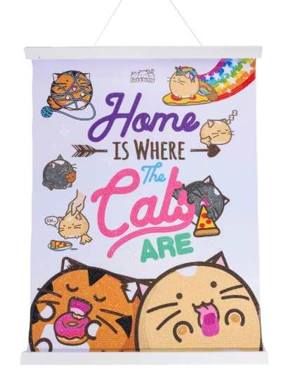 Picture of Home Is Where The Cats Are (Fuzz Balls) Crystal Art 40x50cm Scroll Kit